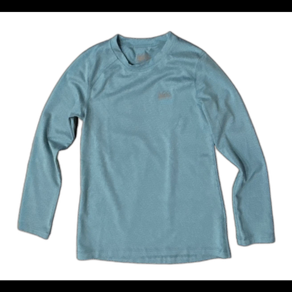 REI Co-Op Long-Sleeve Crew Neck Poly Blend Turquoise Blue Unisex Kids S
